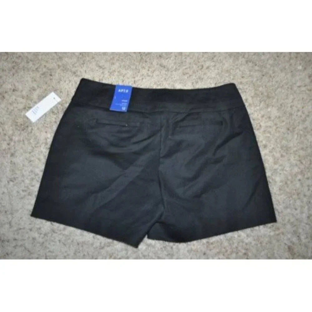Apt 9 Dress Shorts Womens 16S Black Cuffed Studded Flat Front Midrise